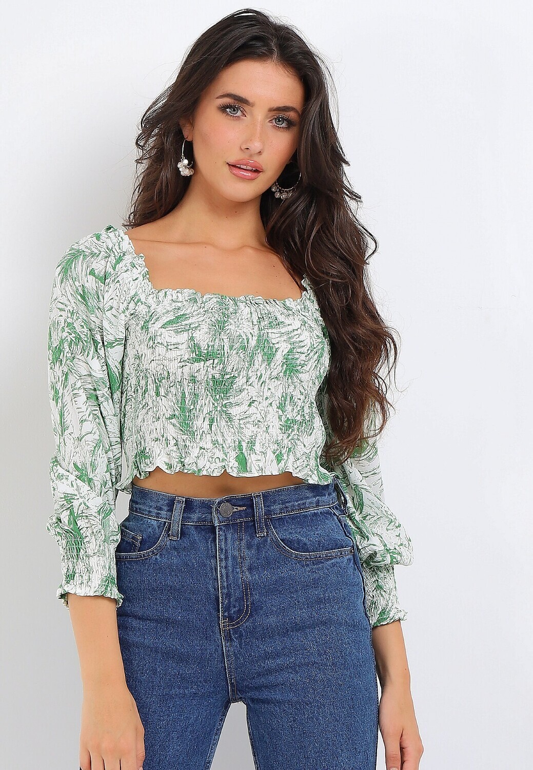 Y027897 Grasshopper Top-White/Green