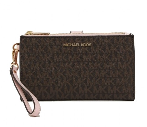 35F8GTVW0B Double Zip Wristlet-Powder Blush