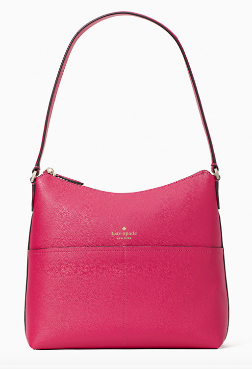 Bailey Textured Leather Shoulder Bag-Fuchsia