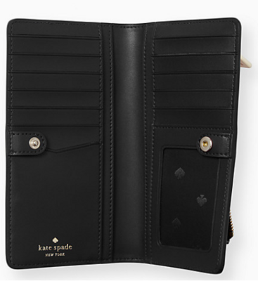 Darcy Leather Slim Bifold-Beige/Black