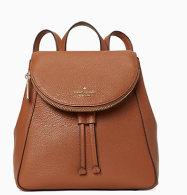 Leila Leather Flap Backpack-Brown