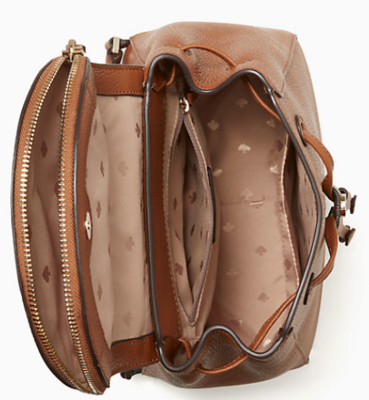 Leila Leather Flap Backpack-Brown