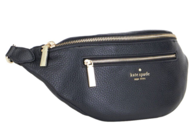 Leila Pebbled Leather Belt Bag-Black