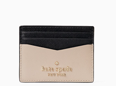 Staci Slim Card Holder-Beige/Black