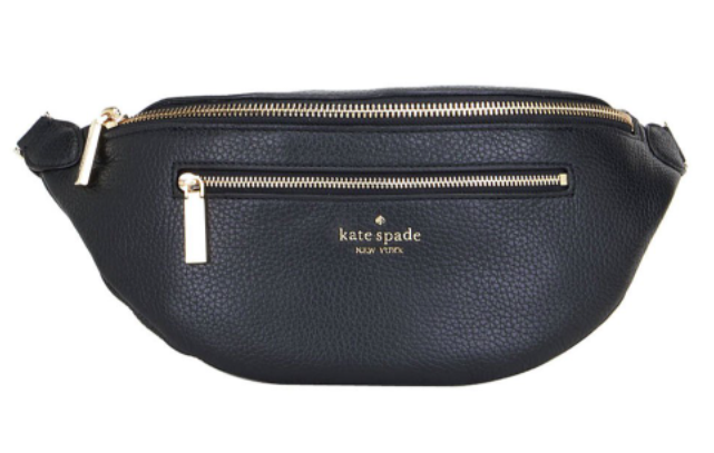 Leila Pebbled Leather Belt Bag-Black