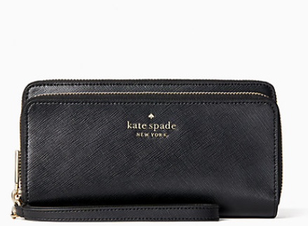 Staci Saffiano Leather Carryall Wristlet- Black