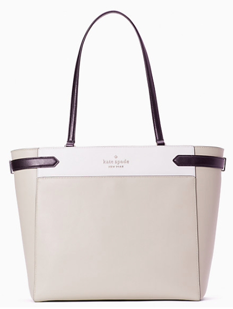 Staci Colorblock Saffiano Leather Tote-Beige Multi