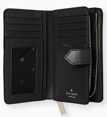 Staci Leather Compact Bifold Wallet-Black