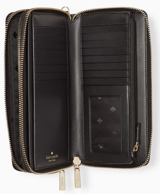 Staci Saffiano Leather Carryall Wristlet- Black