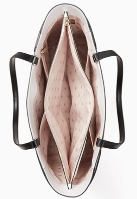 Staci Colorblock Saffiano Leather Tote-Beige Multi