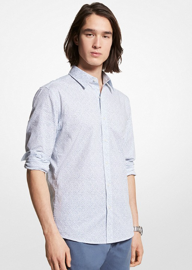 CS240055 LS Slim Botanical Shirt-Chambray
