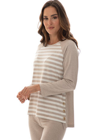 7817 Stripe L/S Tee-Tan