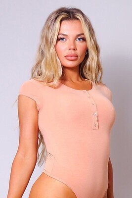CT10179 Button Up Bodysuit-Peach