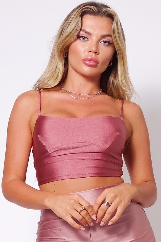 T6805 Darted Crop Top-Rosewood