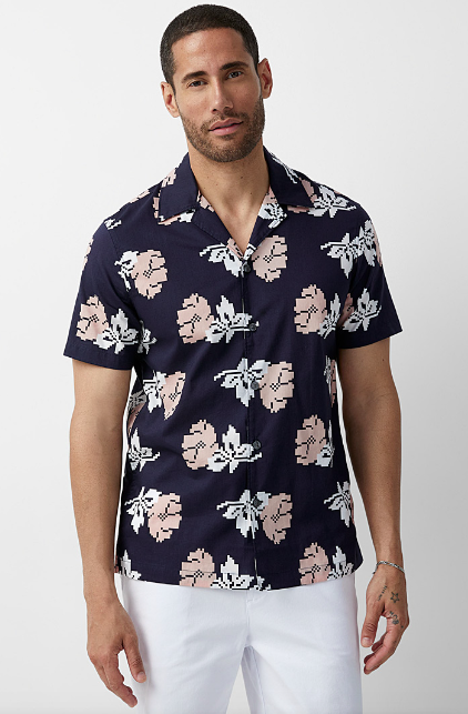 CS2400R229 MK Floral Cotton Shirt-Midnight