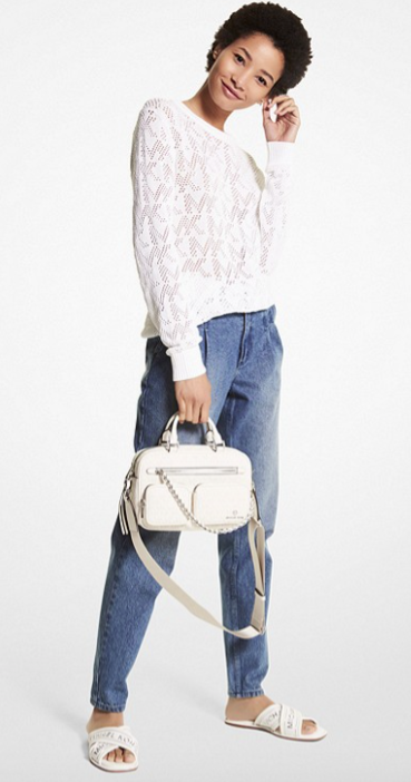 MU260DBDZD MK Logo Mesh Sweater-White