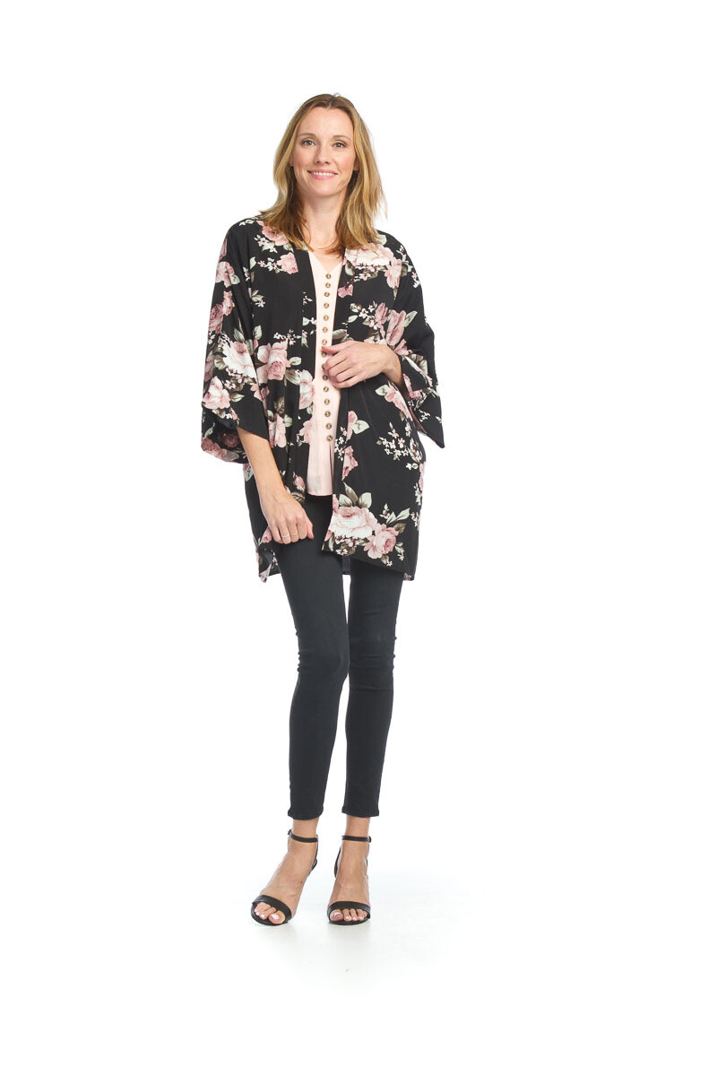 PT-12107 Floral Kimomo- Black Multi
