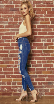 P1102 Simone Distressed Jeans-Medium Stone
