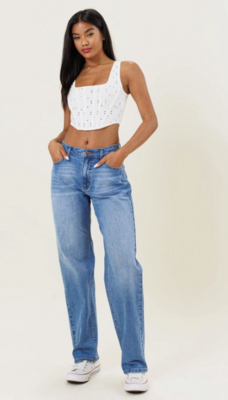 EP2144 Addison Straight Jeans-Light  Blue Wash