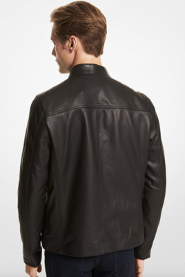 CF98CF17 Basic Racer Leather Jacket-Black