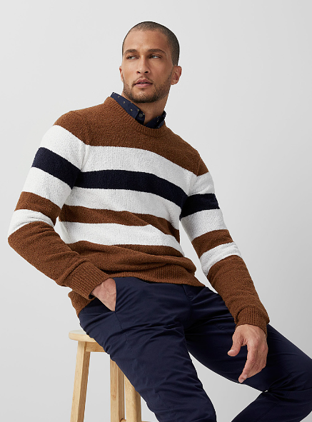 CU2604C5GF Terry Stripe Crew-Caramel