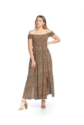 PD-12522 Smocked Maxi Dress-Leopard
