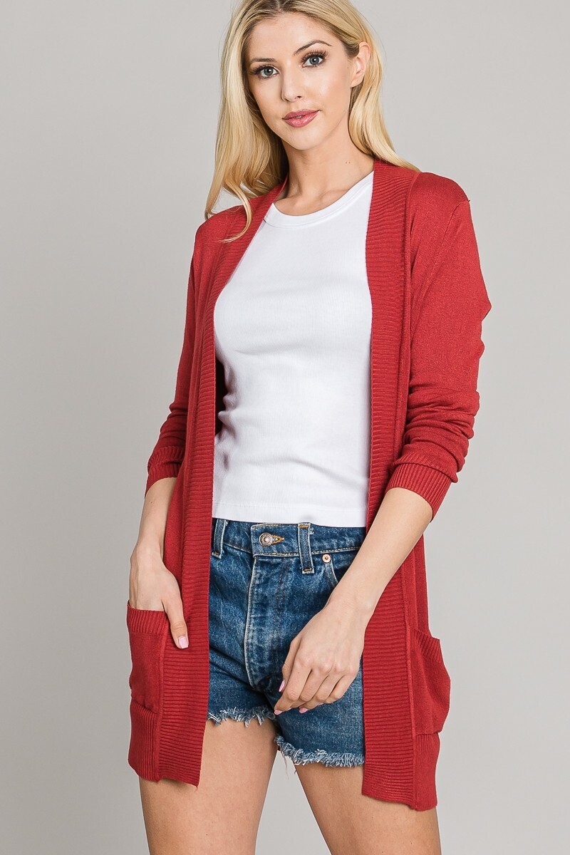 Open Front Cardigan-Marloon