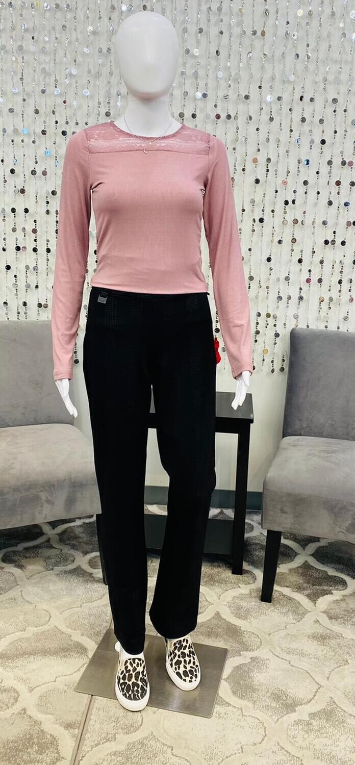 Lauren L/S Lace Top-Dusty Rose