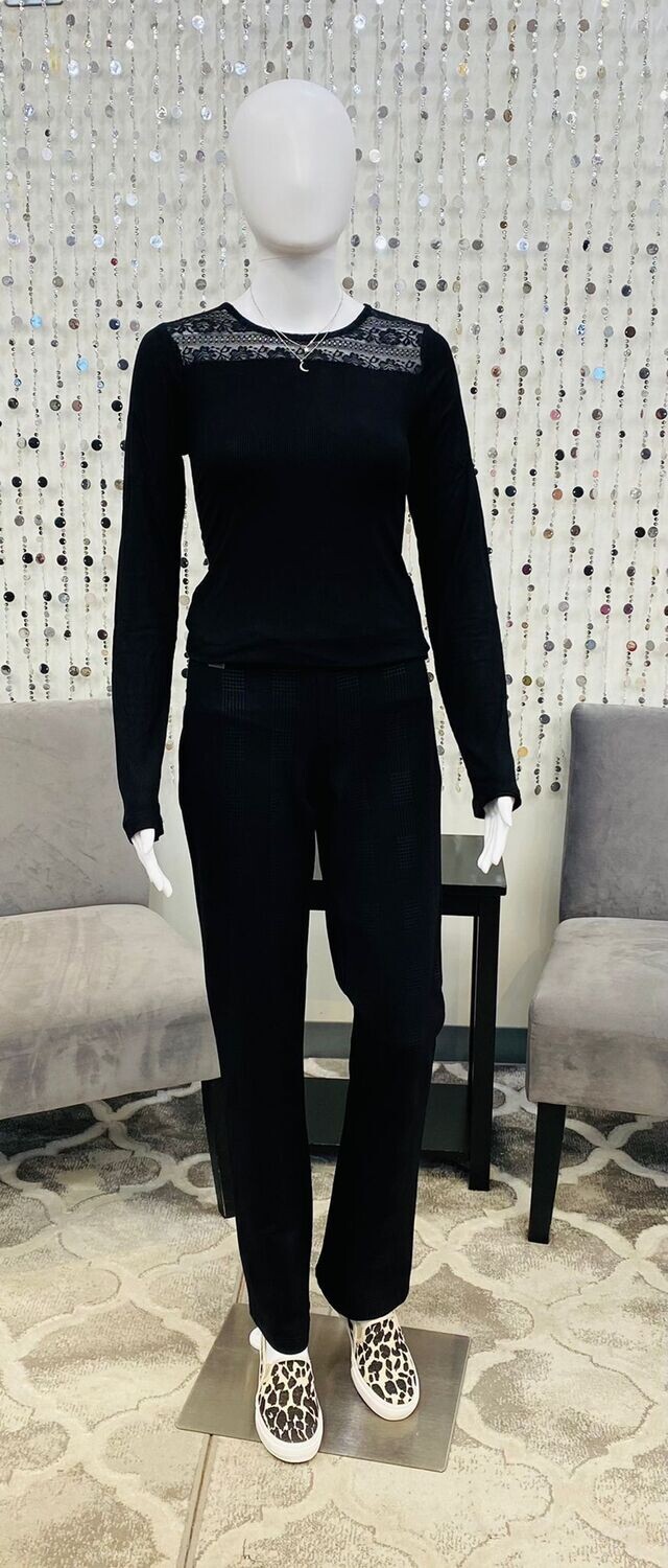 Lauren L/S Lace Top-Black