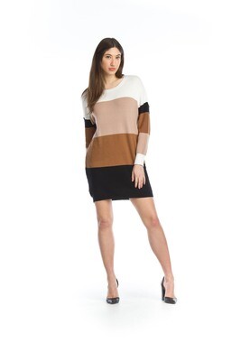SD-11414 Colour Block Sweater Dress-Multi