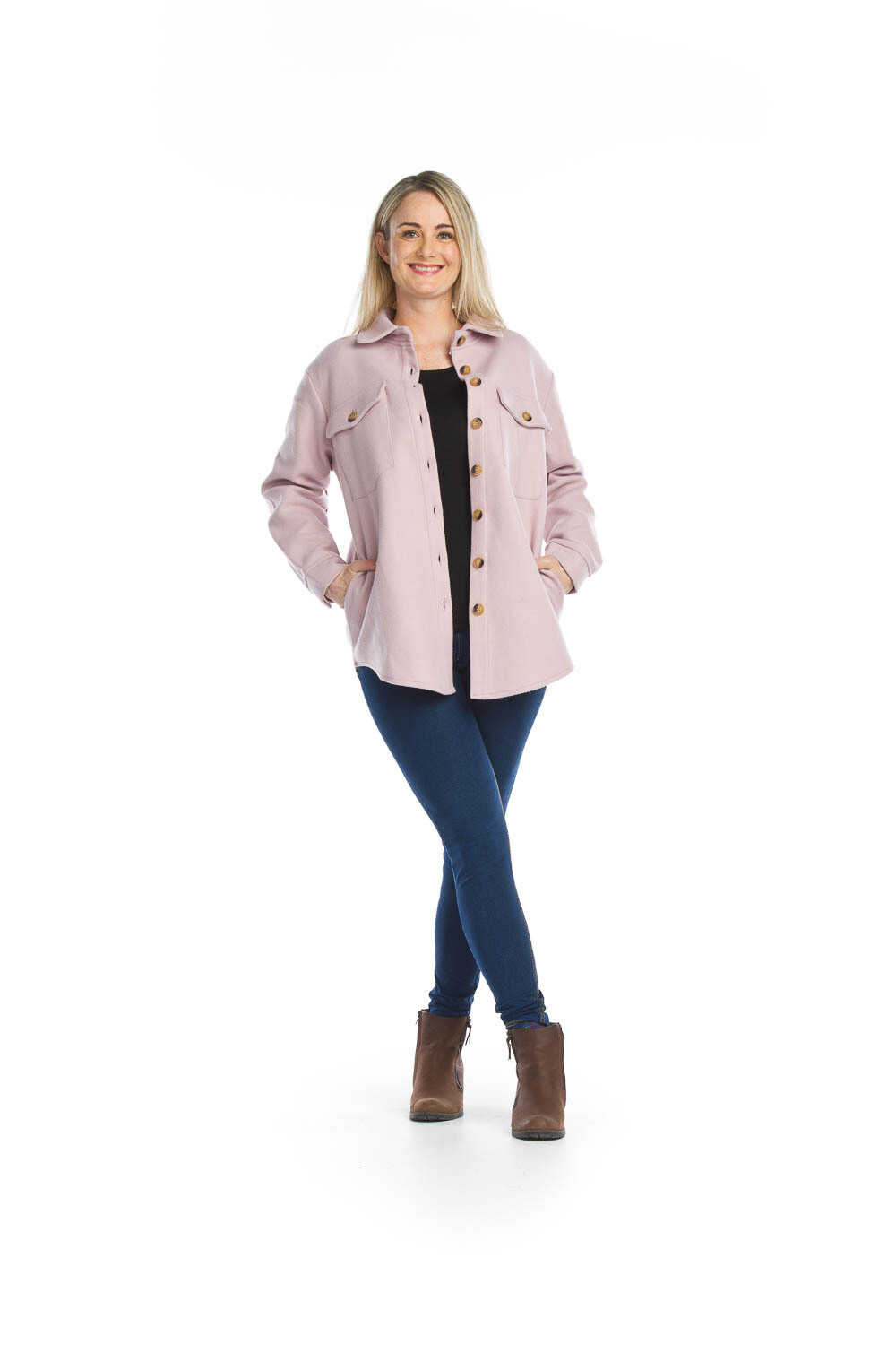 JT-11723 Solid Shacket-Pink