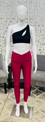 2299 High Rise Long V Rib Legging-Boysenberry