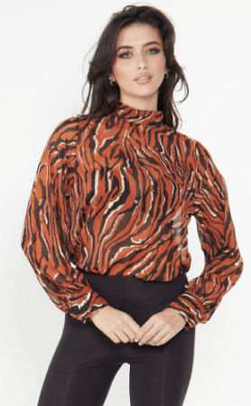 J028269 Magnolia Blouse-Brown