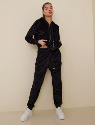 MH1307L3 Velour Logo Slouchy Jogger-Black
