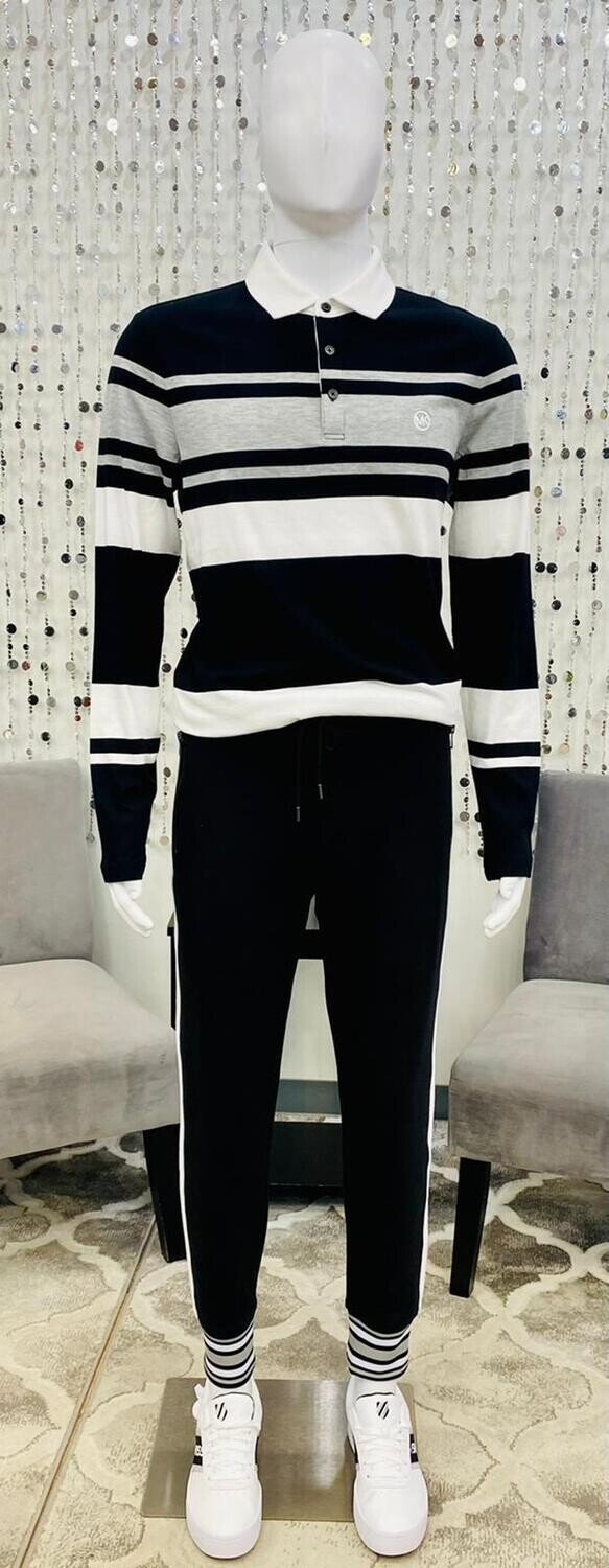 CF2512I7 Bamboo Stripe Polo-Black