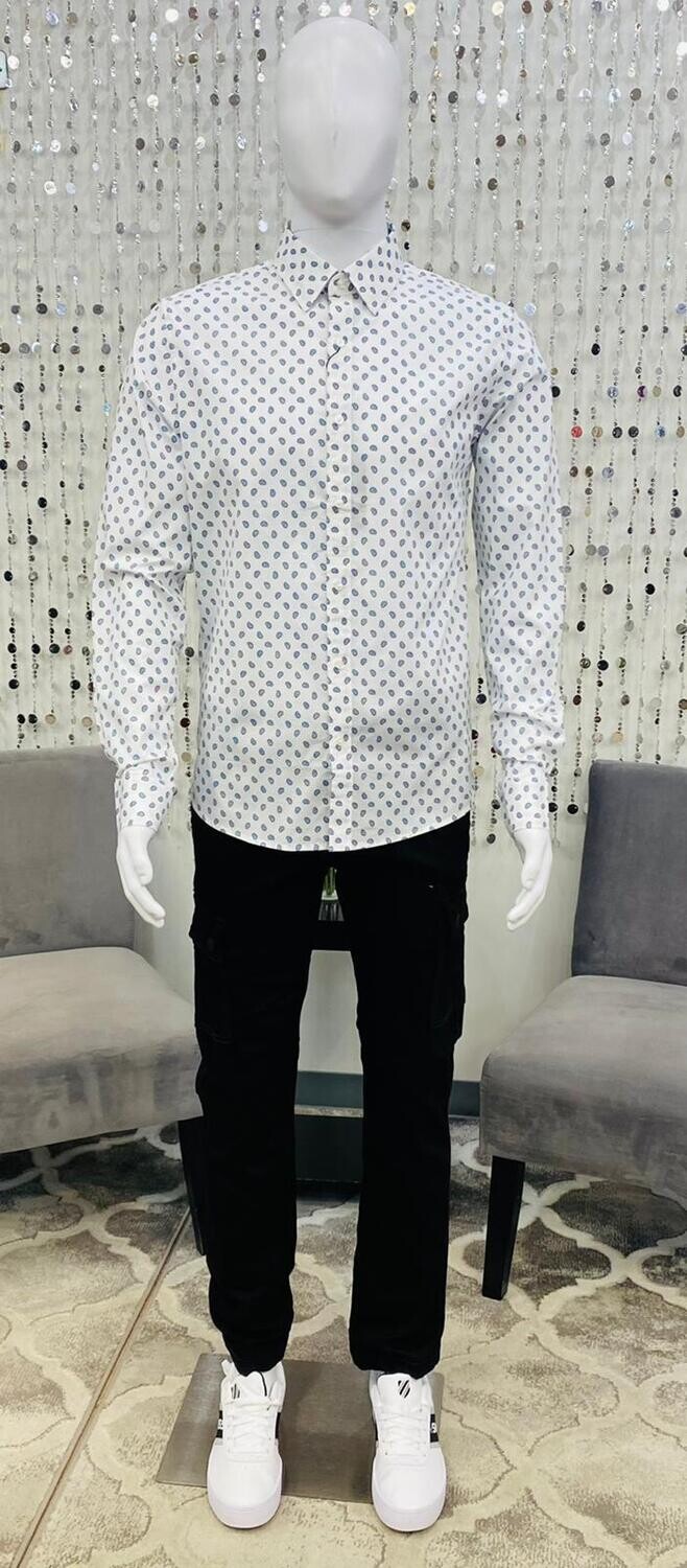 CF240052 Slim L/S Paisley Shirt-River Blue