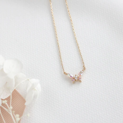 Iridescent Butterfly Necklace-Gold