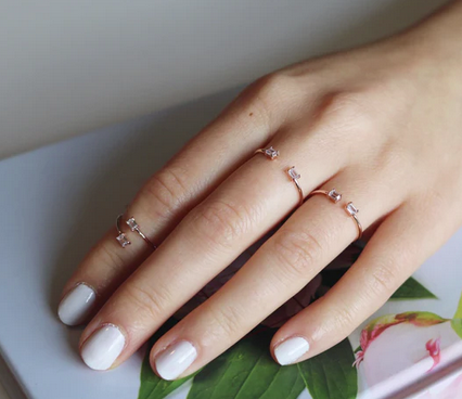 Parallel Crystal Ring-Rose Gold