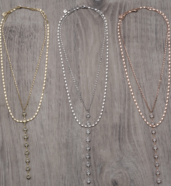 6N22 Luxe Double Y-Neck Necklace-Rose Gold
