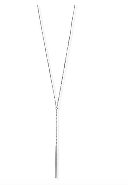 4N419 Bar Drop Y-Necklace-Silver