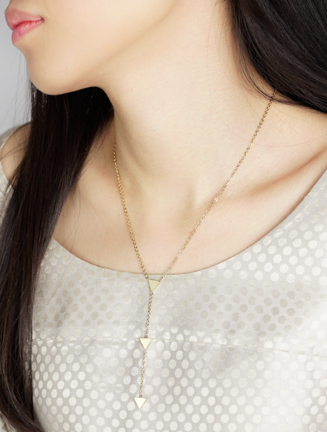 9N20G Triple Triangle Y-Necklace-Gold