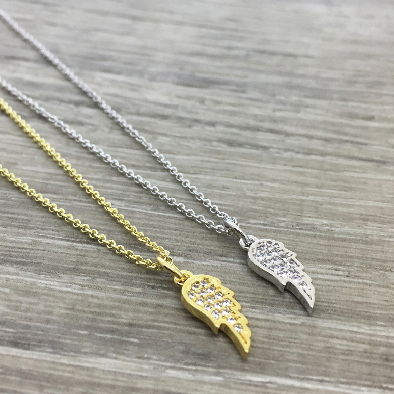N512 Pave Wing Necklace-Silver
