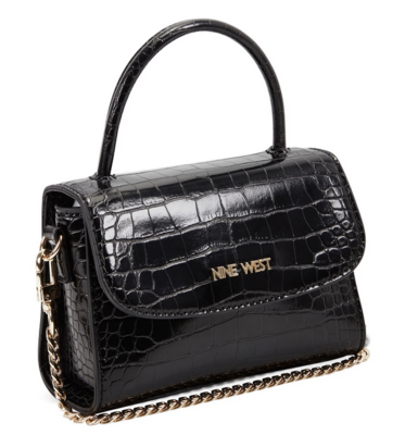 Dayle Mini Top Handle Flap-Croc Black