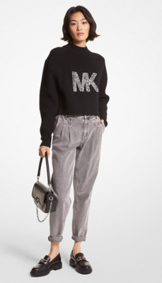 MF260HQF Rhinestone MK Sweater-Black