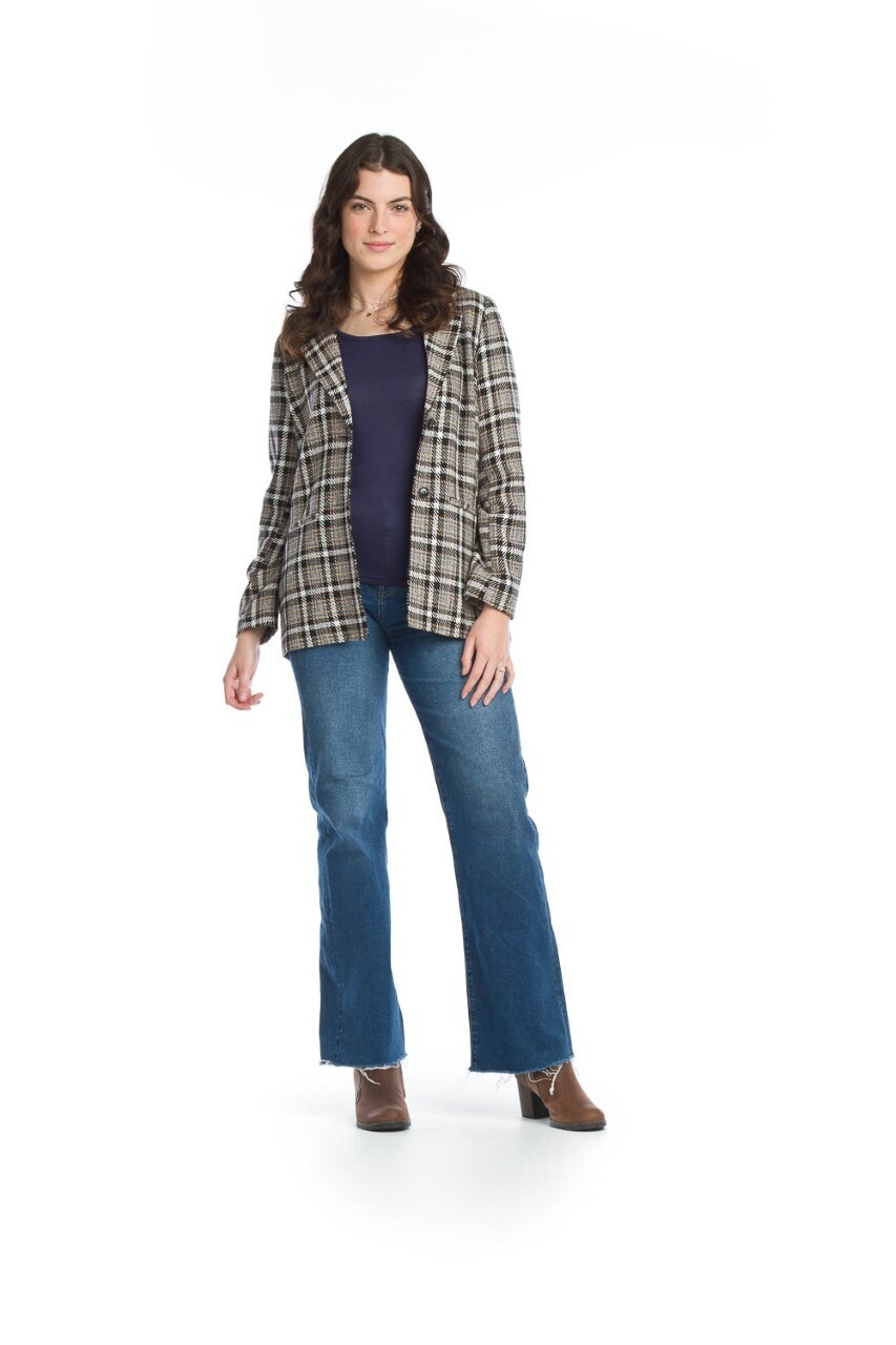 13707 Plaid Blazer W Pockets-Multi