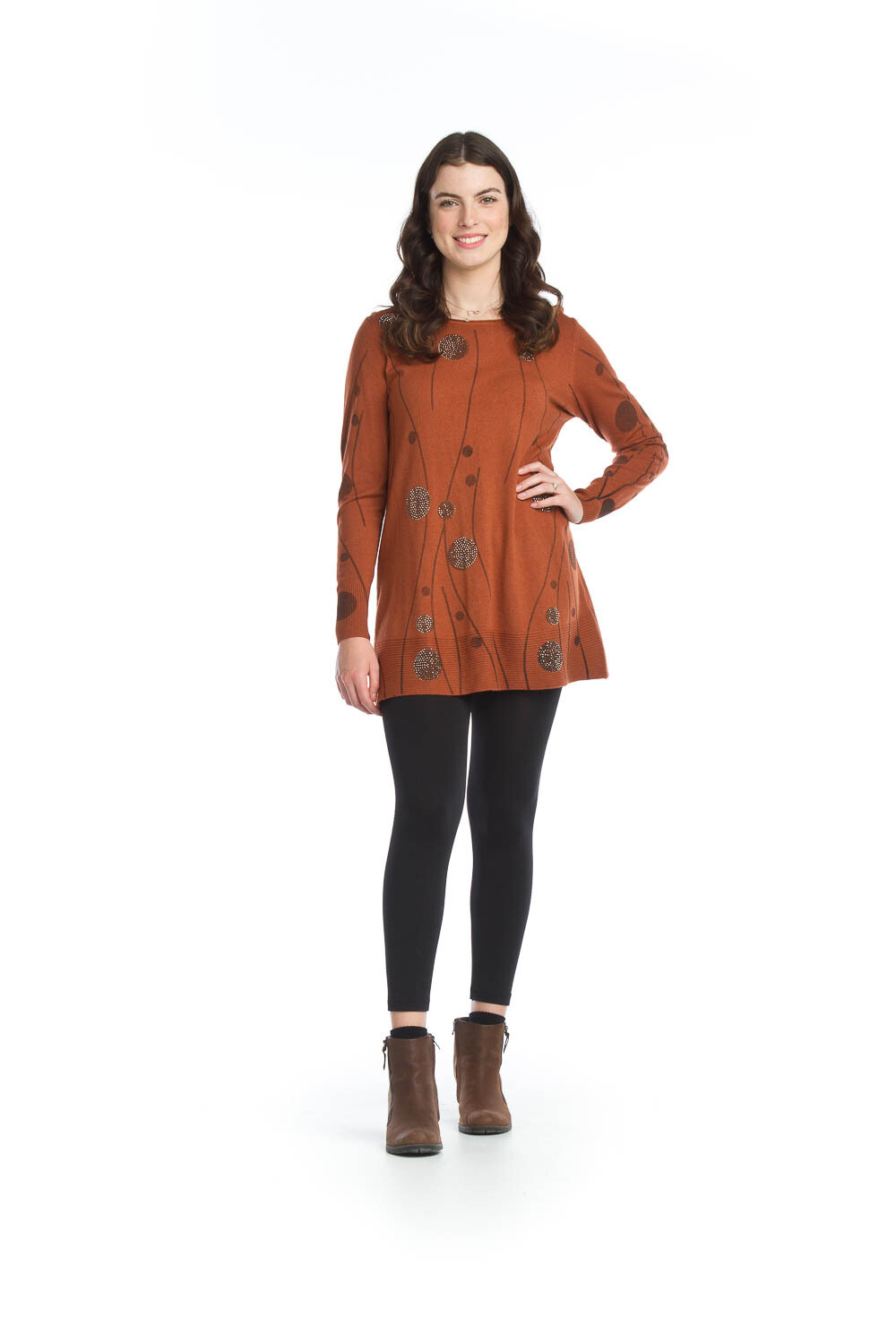 13220 Embellished L/S Tunic-Rust