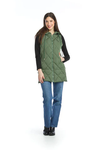 13752 Puffer Hooded Vest-Khaki