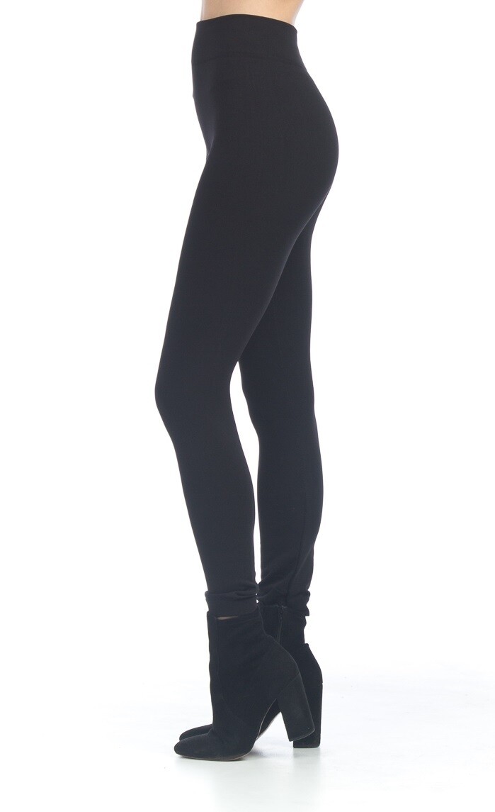 7508 Solid Fleece Lined Leggings-Black