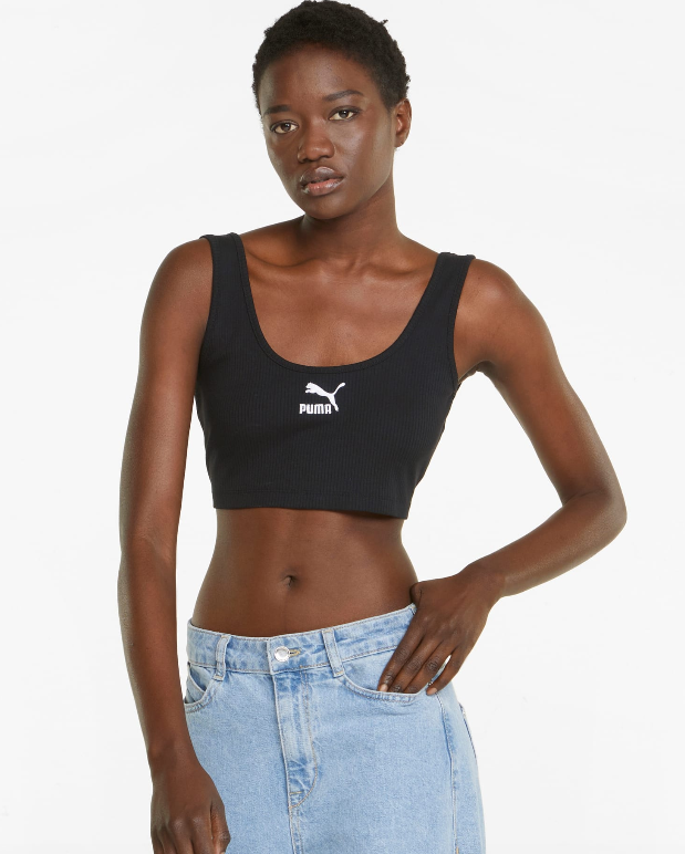 533447 01 Classics Ribbed Crop Top-Black