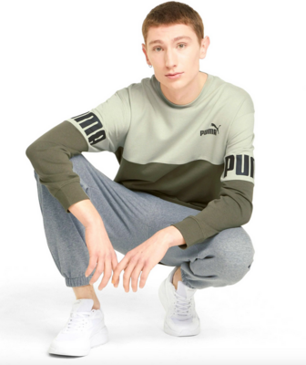 848008 32 Colorblock Crew-Dark Green